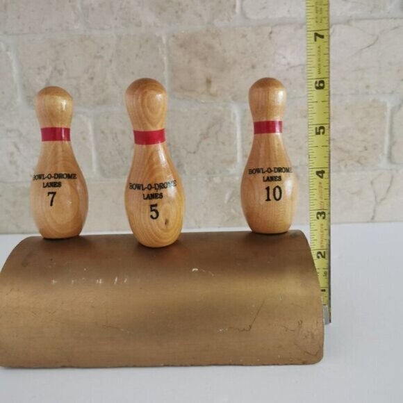 Vintage Wooden Bowling Pins Trophy, Bowl-O-Rama Lanes - Picture 8 of 9